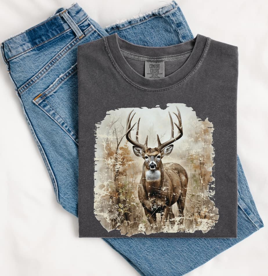 Deer Scene On Comfort Color Collection