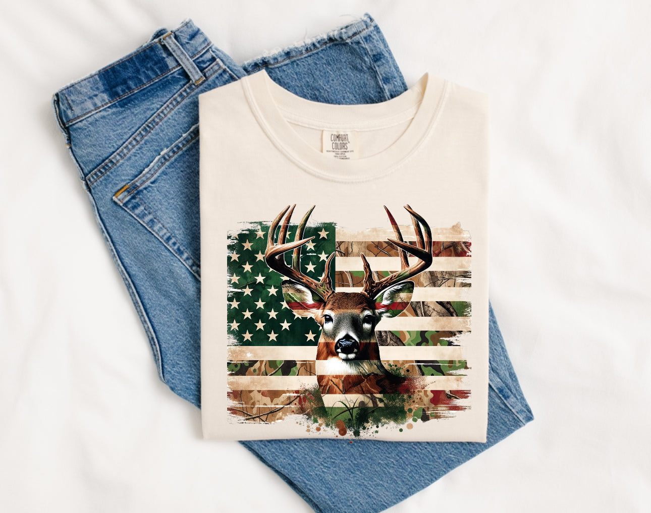 Buck American Flag On Comfort Color Collection