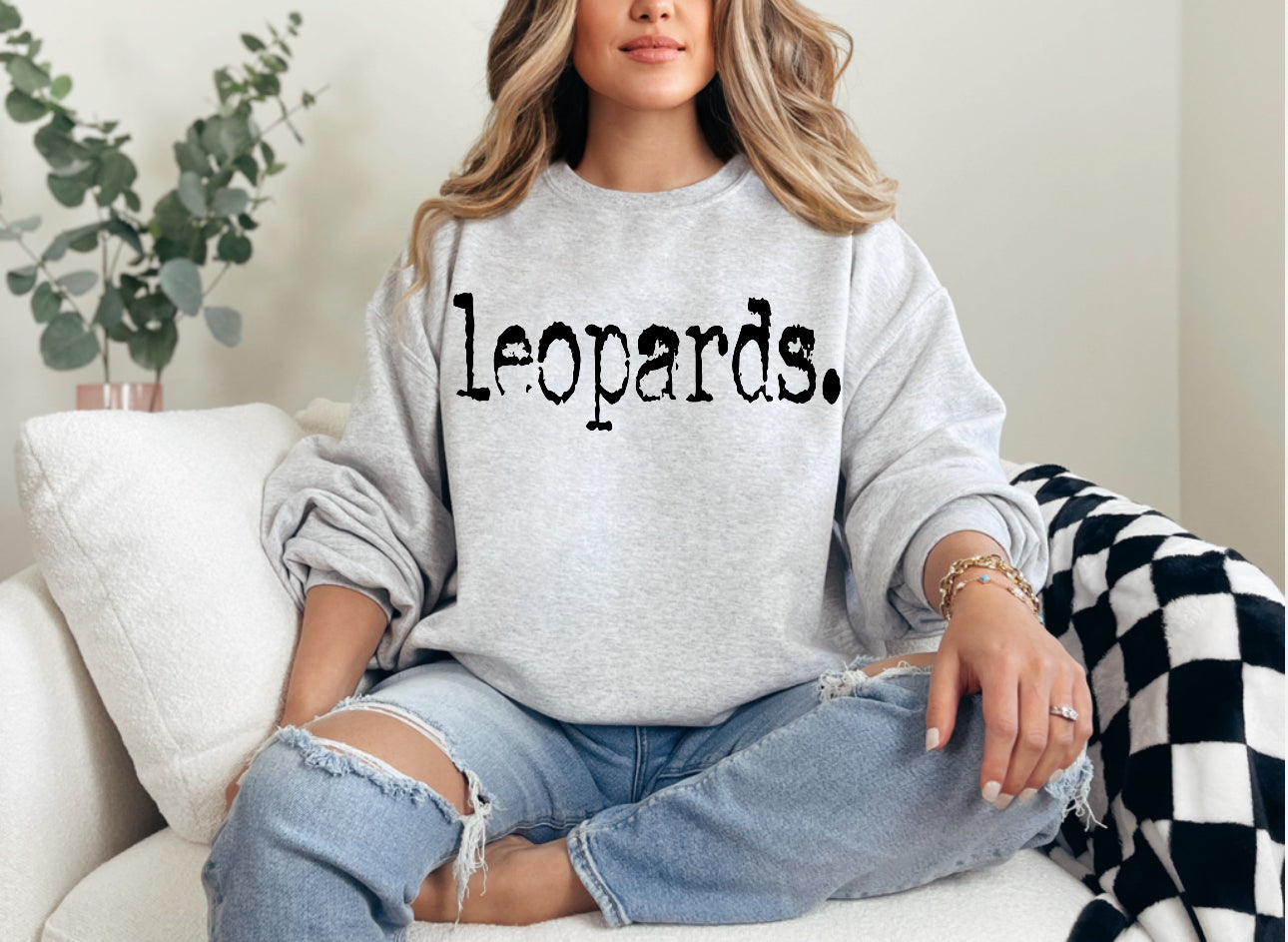 Typography Leopards Gildan Sweatshirt 18000