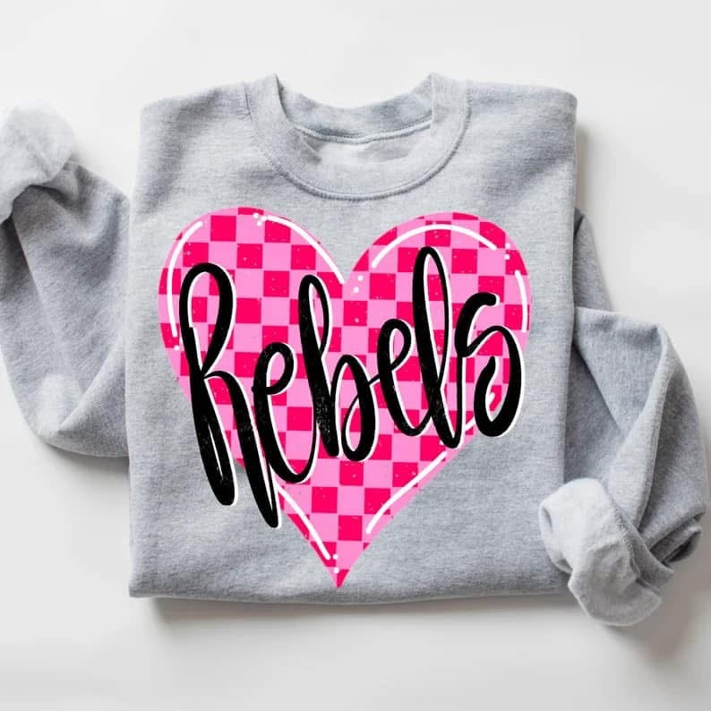 Rebels Checkered Heart Gildan Sweatshirt 18000