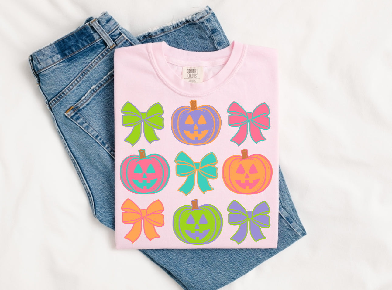 Youth Jack-o’-lantern & Bows Bella Short Sleeve