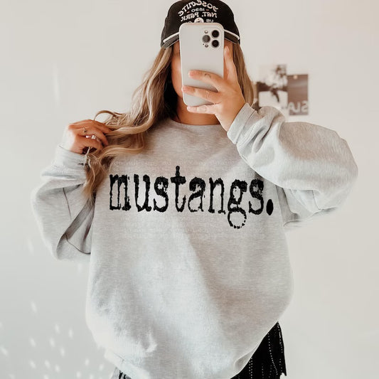 Typography Mustangs Gildan Sweatshirt 18000